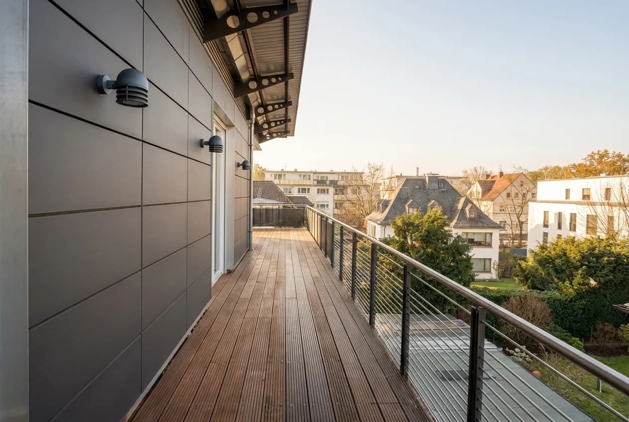 Die Dachterrasse – umlaufend, offen und mit viel Freiraum.