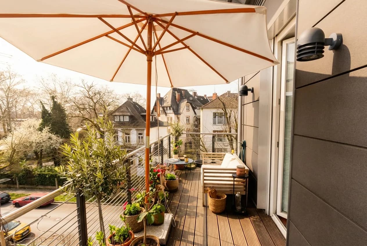 Der Balkon des Zusatzbereichs – ein wertvoller Außenraum mit Weitblick.