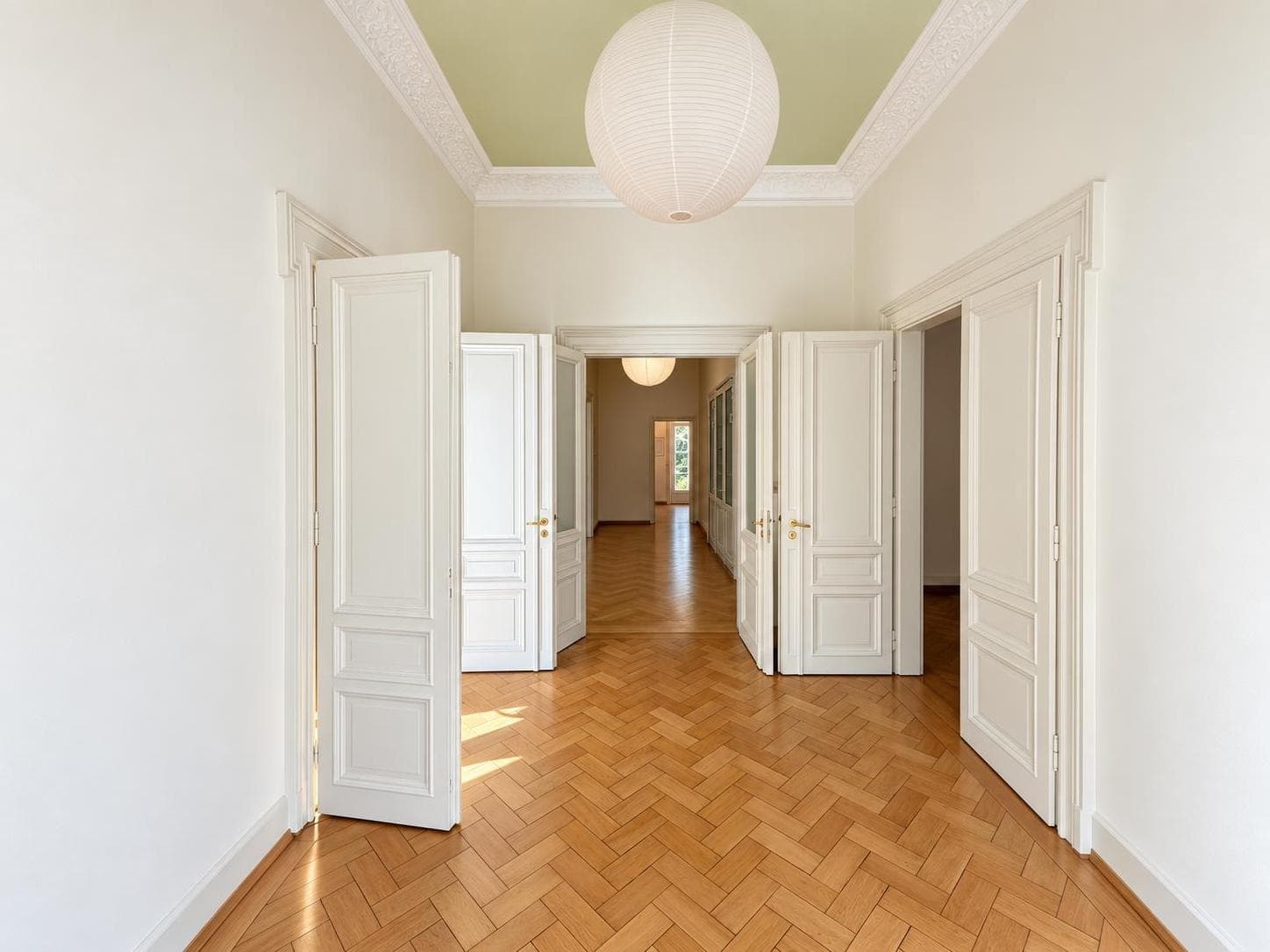 Die Südflucht – drei Zimmer, eine Achse.